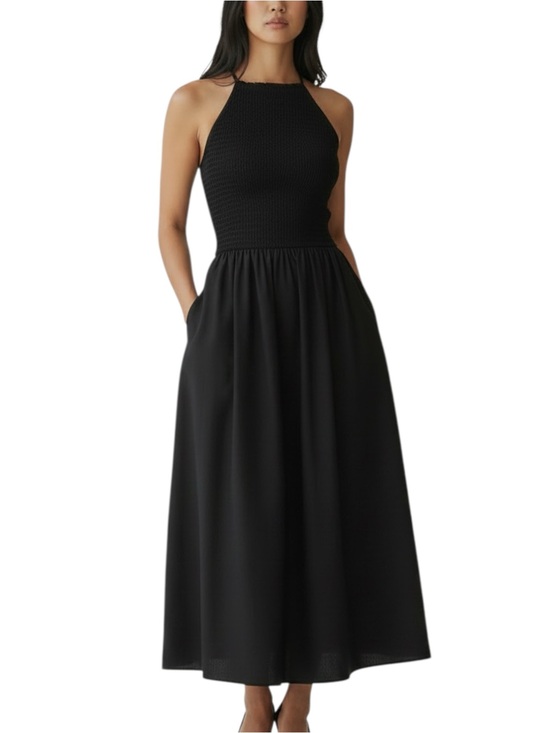 J. Crew Dresses & Skirts - J. Crew Friday Dress Black High Neck Poplin  Sleeveless Midi Dress SMALL TALL